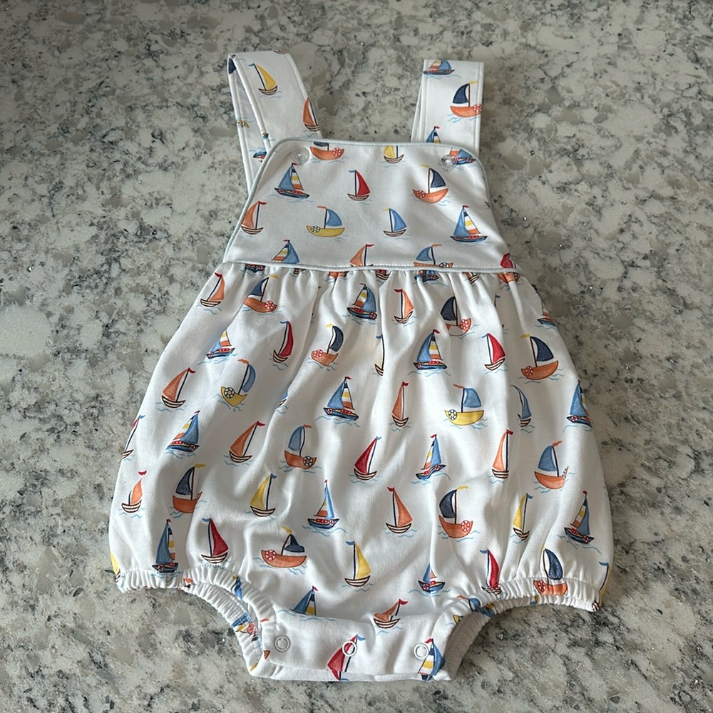 Baby Loren Sailboat Print Baby One-Piece Romper